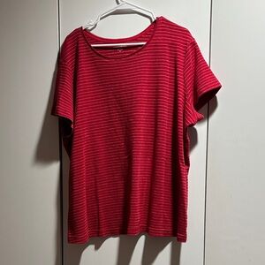 Laura Scott Red and White Striped Tee